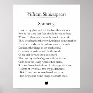 Affiche Sonnet 3 par William Shakespeare