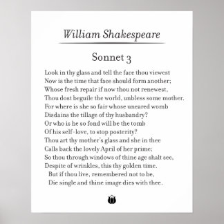 Affiche Sonnet 3 par William Shakespeare