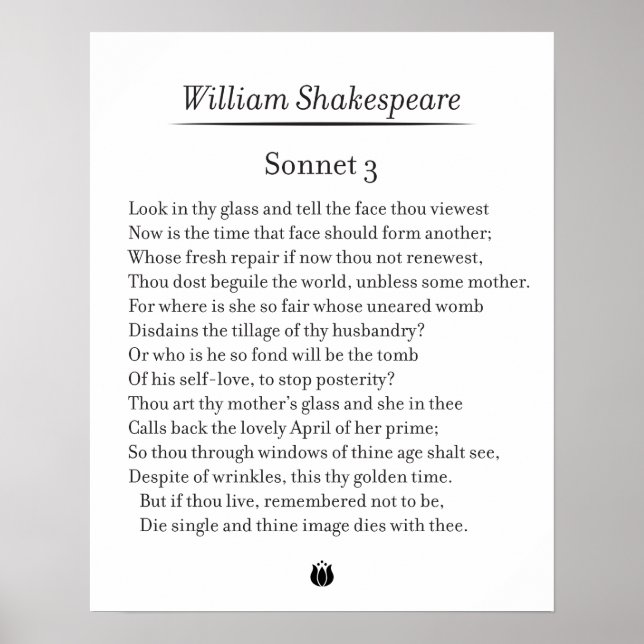 Affiche Sonnet 3 par William Shakespeare (Devant)