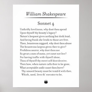 Affiche Sonnet 4 par William Shakespeare