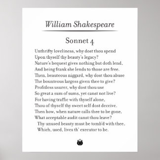 Affiche Sonnet 4 par William Shakespeare