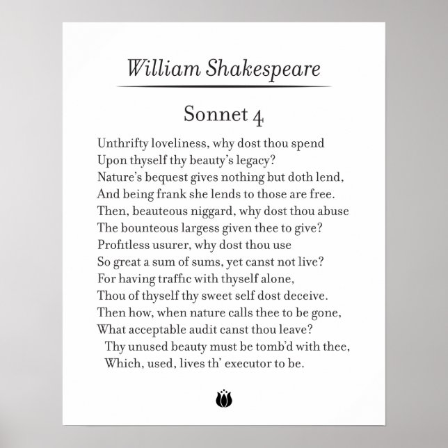 Affiche Sonnet 4 par William Shakespeare (Devant)