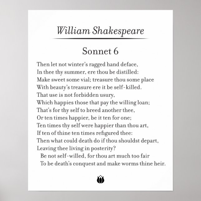 Affiche Sonnet 6 par William Shakespeare (Devant)