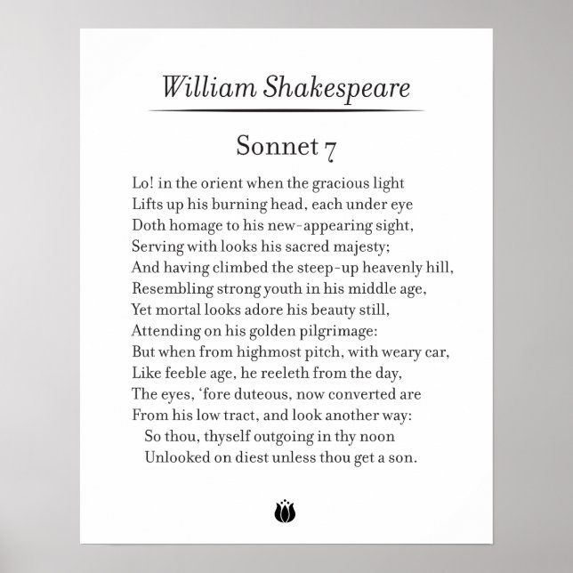 Affiche Sonnet 7 par William Shakespeare (Devant)