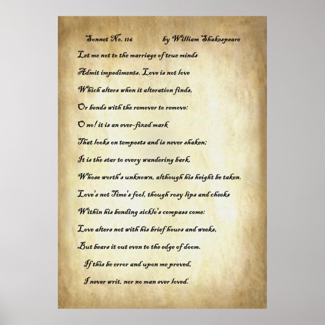 Affiche Sonnet No 116 par William Shakespeare (Devant)