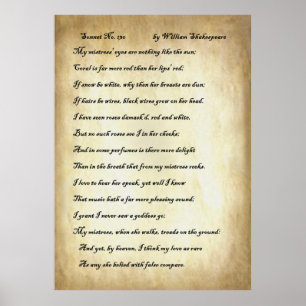 Affiche Sonnet no 130 de William Shakespeare