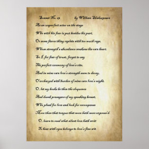Affiche Sonnet no 23 de William Shakespeare