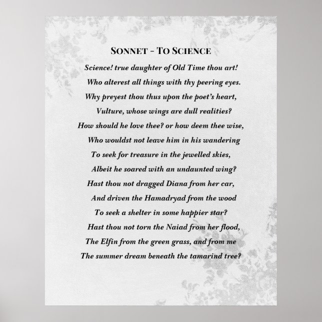 Affiche Sonnet to Science Edgar Allan Poe Poem (Devant)
