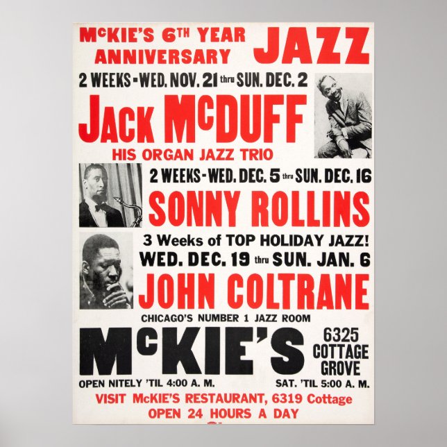 Affiche Sonny Rollins / John Coltrane / Jack McDuff Jazz (Devant)