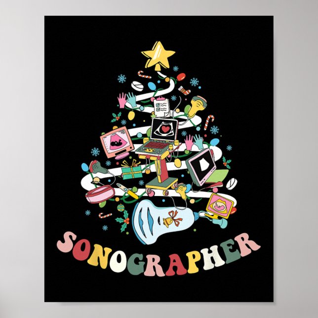 Affiche Sonographe de Noël Ultrasound Technologue Xmas (Devant)