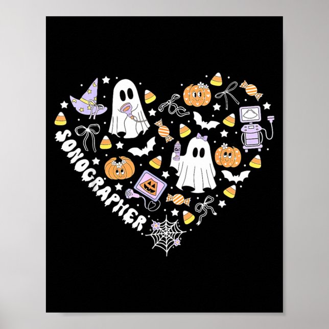 Affiche Sonographe du cœur Halloween Technicien échographi (Devant)