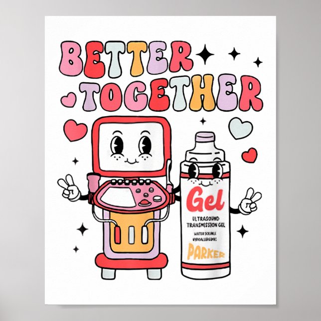 Affiche Sonographe Valentines Jour Ultrasons Technologue (Devant)