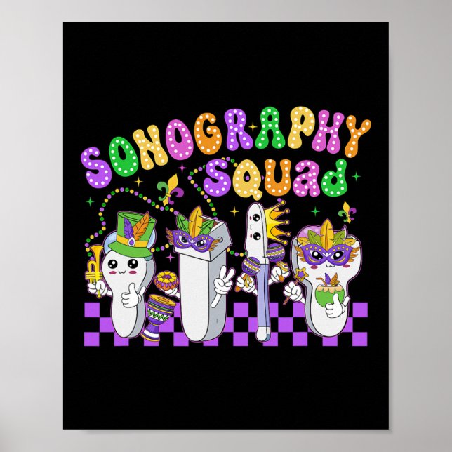 Affiche Sonographie drôle Squad Mardi Gras Carnaval Sonogr (Devant)