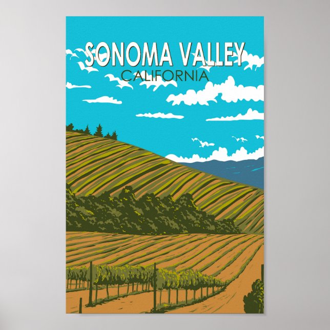 Affiche Sonoma Valley California Travel Art Vintage (Devant)