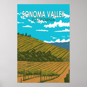 Affiche Sonoma Valley Californie Voyage Art Vintage