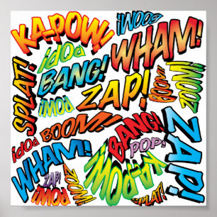 Affiche Sons de la bande dessinée rétro Pop Art amusants