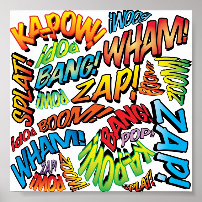 Affiche Sons de la bande dessinée rétro Pop Art amusants (Devant)