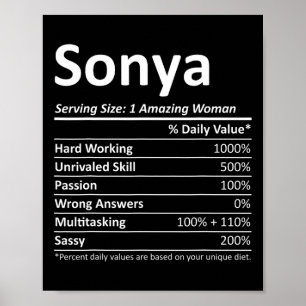 Affiche Sonya Nutrition Nom personnalisé Drôle Noël