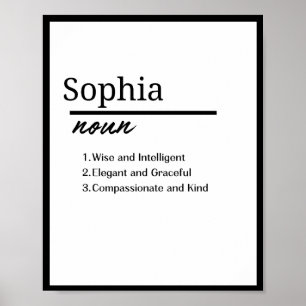 Affiche Sophia, Définition de prénom personnalisé Fille