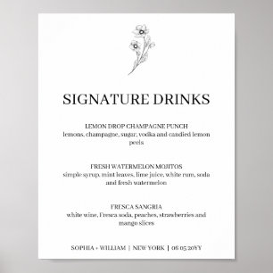 Affiche Sophia Simple Signature Boissons Signet Mariage