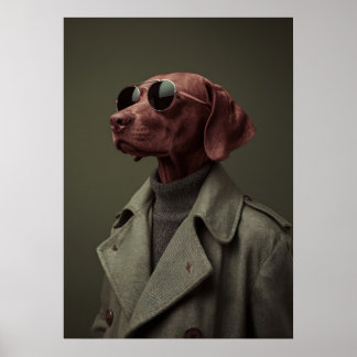 Affiche Sophisticated Vizsla in Trench Coat – Elegant