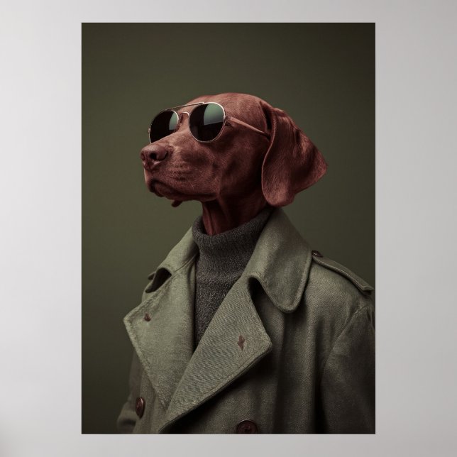 Affiche Sophisticated Vizsla in Trench Coat – Elegant (Devant)