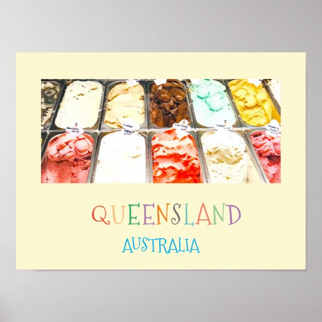 Affiche Sorbet coloré Queensland Australie imprimé voyage (Devant)