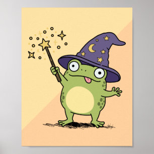 Affiche Sorcier Grenouille Lançant des Sorts