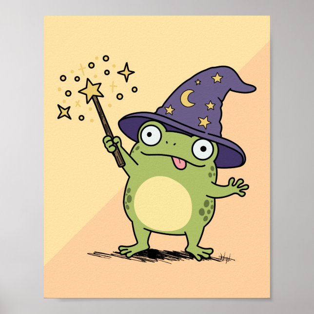 Affiche Sorcier Grenouille Lançant des Sorts (Devant)