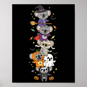 Affiche Sorcier Vampire Fantôme Koala Drôle Halloween Enfa