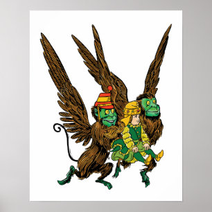 Affiche Sorcier vintage d'Oz, Dorothy, singes volants malé