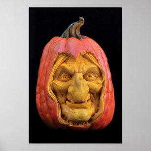 Affiche Sorcière à la sculpte Jack-O’-lanterne Halloween