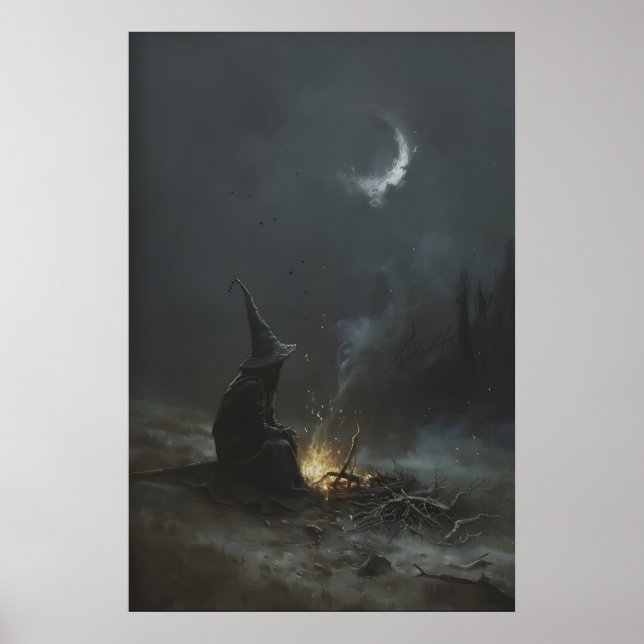 Affiche Sorcière alchimiste solitaire la nuit, Dark Fantas (Devant)
