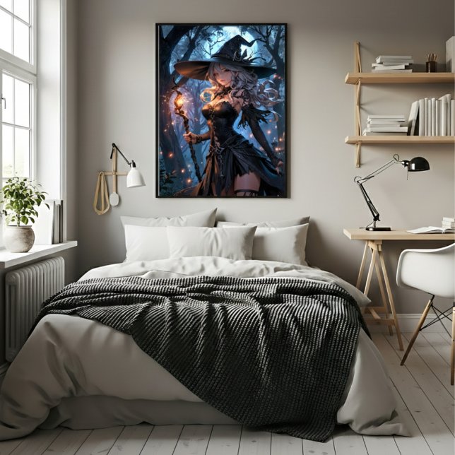 Affiche Sorcière au clair de lune dans une forêt enchantée (Créateur téléchargé)