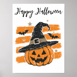 Affiche Sorcière Citrouille Halloween Trick or Treat