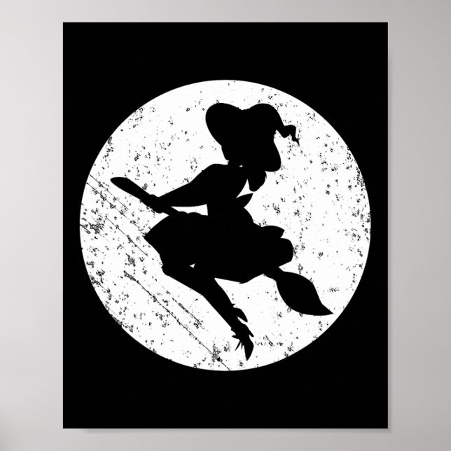 Affiche Sorcière cool Silhouette Halloween Trick Ou Traite (Devant)