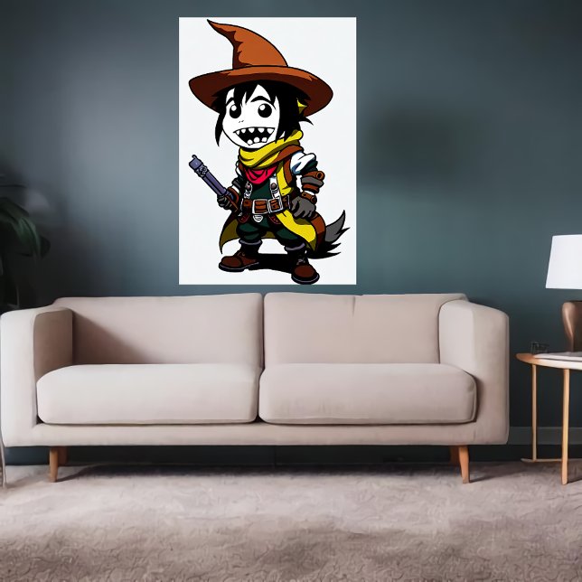 Affiche Sorcière Cowboy Cartoon | Art AI (Créateur téléchargé)