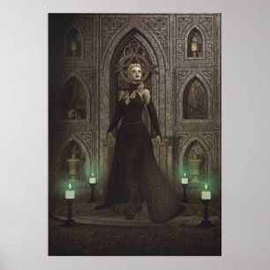 Affiche Sorcière dans le château prépare rituel magique