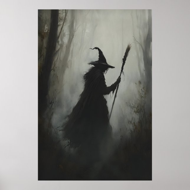Affiche Sorcière dans les bois imprimé gothique enchanté (Devant)