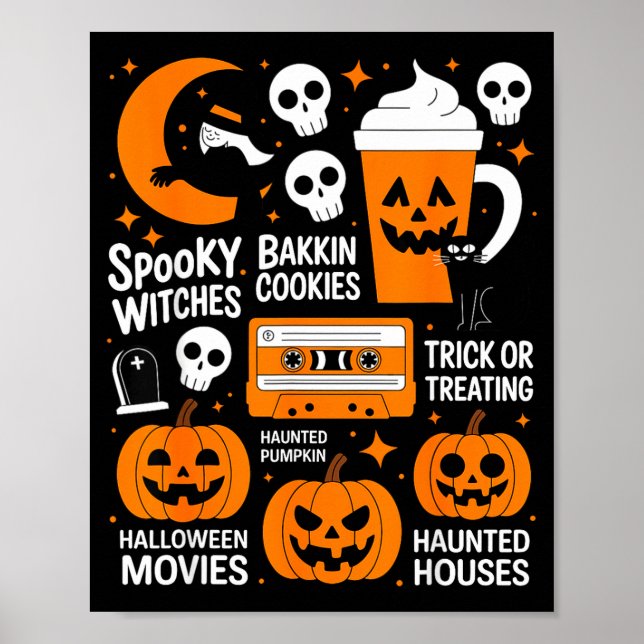 Affiche Sorcière de Halloween effrayante citrouille sombre (Devant)