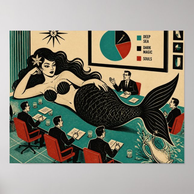 Affiche Sorcière de la mer du milieu du siècle lors d'une  (Devant)