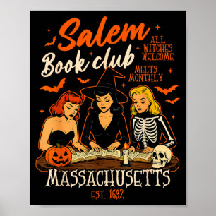 Affiche Sorcière de lecture de livre Halloween Club de liv