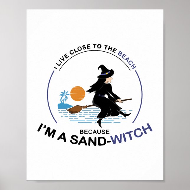 Affiche Sorcière de sable de plage pour la fête d'Hallowee (Devant)