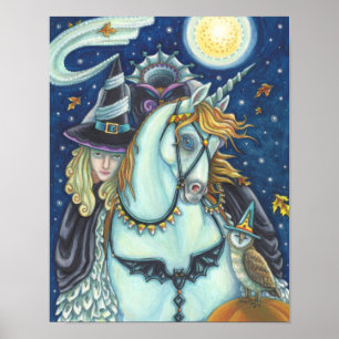 AFFICHE SORCIÈRE DE SLEEPY HOLLOW LICORNE HIBOU, FANTASIE
