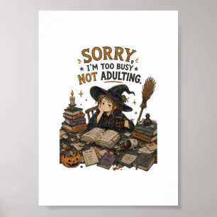 Affiche  Sorcière drôle qui ne devient pas adulte Illustra