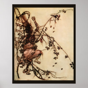Affiche Sorcière empêtrée dans les épines par Arthur Rackh