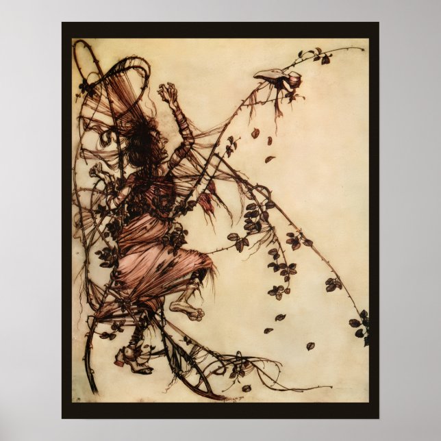 Affiche Sorcière empêtrée dans les épines par Arthur Rackh (Devant)