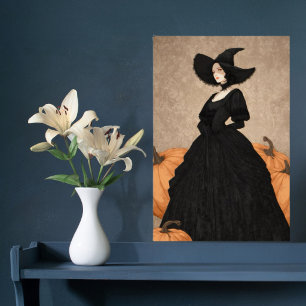 Affiche Sorcière gothique Citrouille Halloween Élégant Art