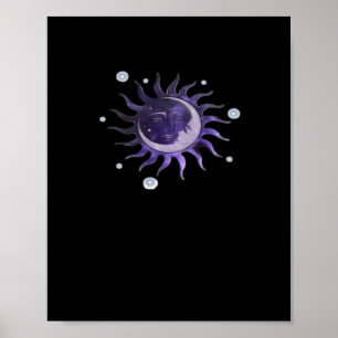 Affiche Sorcière gothique Whimsigothique Soleil Et Lune