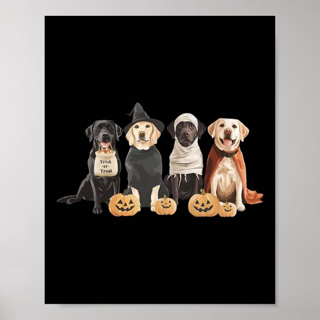 Affiche Sorcière rétro Labrador Retriever Halloween Labrad (Devant)